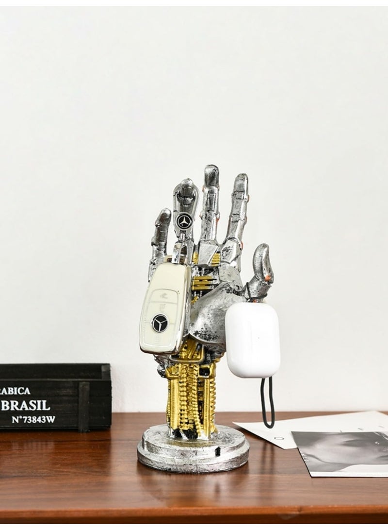 FAYET Cyberpunk Mechanical Hand PS5 Controller Holder, Steampunk Resin Gaming Decor Statue for Desk, Shelf & Gaming Room - Image 3